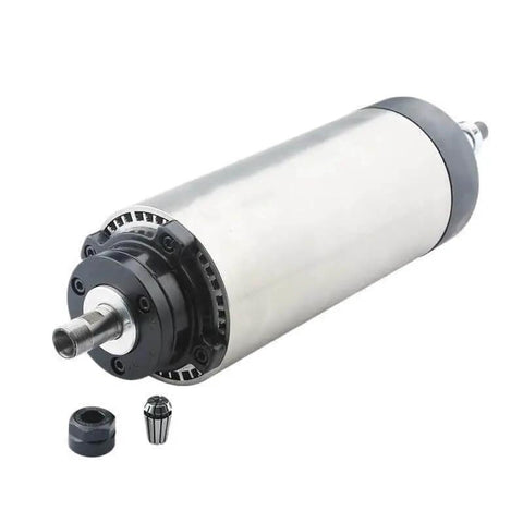 1.5kW ER11 Air Cooled Spindle For CNC Router 220V 380V With 4 Bearings 24000 RPM shown with collet and nut