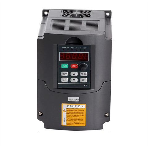 Front view of 220V VFD Inverter from Beast 1.5kW Air Cooled CNC Spindle Kit With 65mm Clamp, digital display and control interface