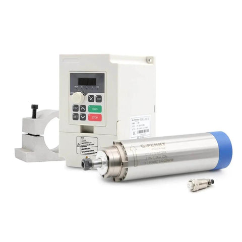 1.5KW ER11 D65 110V Air Cooled Spindle Motor Kit with bracket and QL inverter displayed