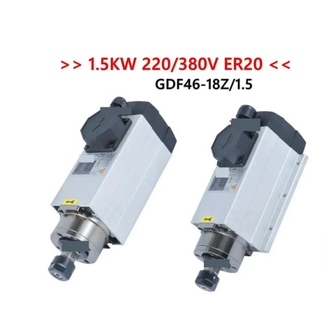 1.5kW Air Cooled CNC Spindle Motor With ER20 Bearings, 220V 380V Dual Voltage, Brushless High Precision Router Spindle For CNC Machines