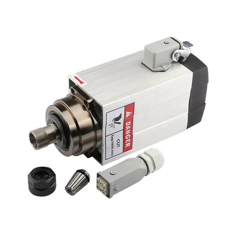1.5kW NC Square Spindle Motor for CNC Milling with ER20 Chuck, 4 Bearing High Speed, Dual 220V/380V, Air Cooled