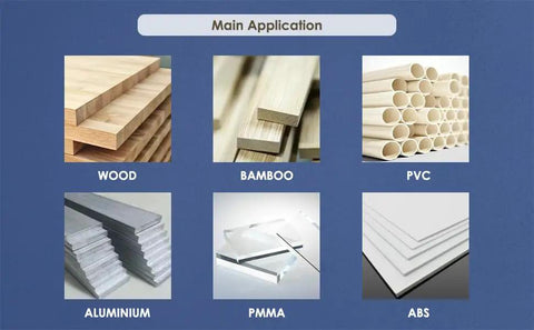 Main application materials for 1.5KW ER16 Air Cooled Spindle Motor Kit: wood, bamboo, PVC, aluminum, PMMA, ABS.