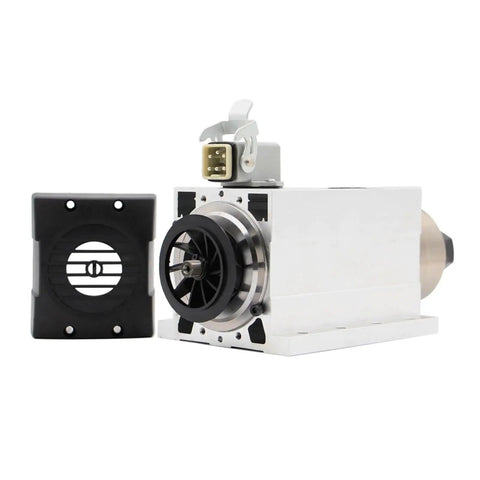 1.5kW ER20 Spindle Motor with flange and square housing, air cooled, four bearings, front view, 220V, for metalworking 0.01mm runout
