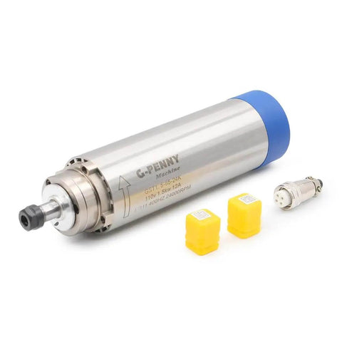 1.5KW ER11 Air Cooled Spindle Motor 65mm Shaft 110V AC shown with components for CNC woodworking
