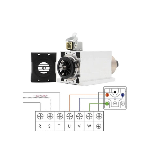 ER20 Air Cooled Spindle Motor Square Type With Flange 1.5kW Frequency Drive 220V Four Bearings 0.01mm Runout High Speed Pro Grade Precision