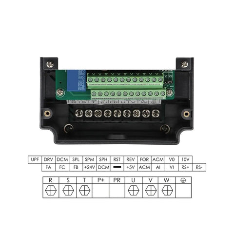 ER20 Air Cooled Spindle Motor Square Type With Flange 1.5kW Frequency Drive 220V wiring connections and terminals view