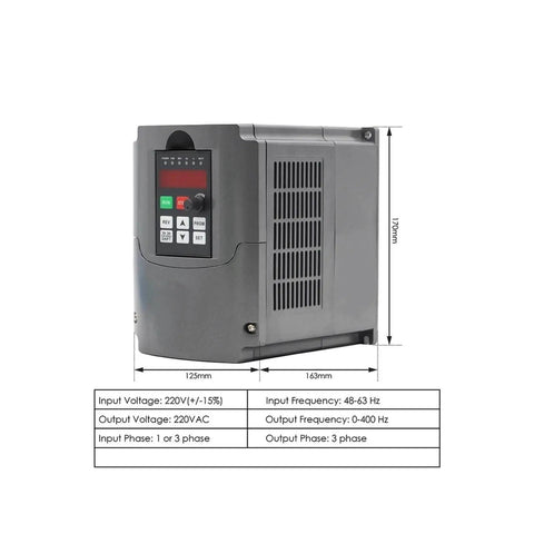 ER20 Air Cooled Spindle Motor Square Type With Flange 1.5kW Frequency Drive 220V control box front view