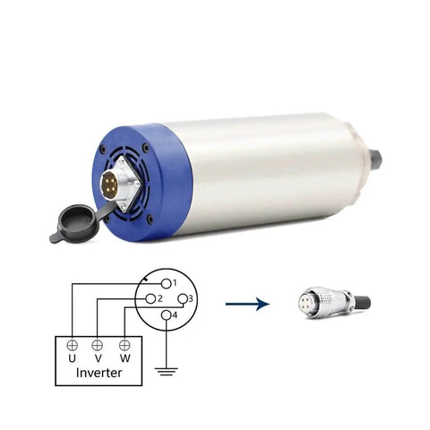 1.5kW ER11 Air Cooled CNC Spindle with Aluminum Housing and 80mm Shaft, 4 Bearings, 24000 RPM for Precise Milling, Connector and Diagram Included