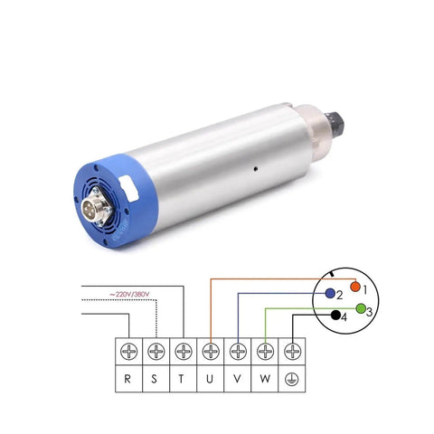 1.5KW ER16 Air Cooled Spindle For Woodworking With 4 Bearings, diagram showing electrical wiring connections