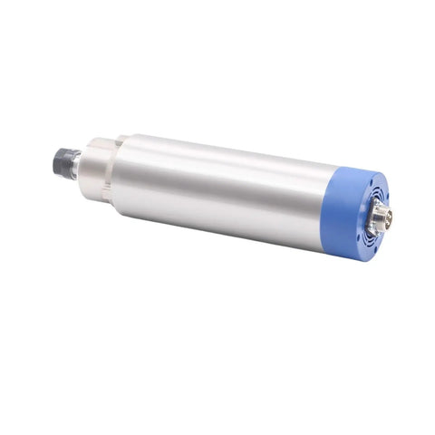 1.5kW ER16 Air Cooled Spindle Motor For Woodworking, 24000 RPM, 65x258mm housing, shown in silver with blue end cap