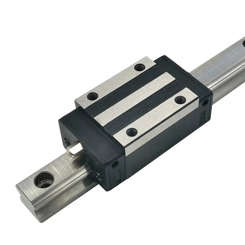 HGH15CA 15mm Linear Slider Bearing Block on HG15 HGR15 rail; square carriage, four-point contact, CNC part replacement, close-up view.