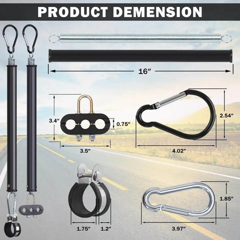 2 Pack 16 Inch Single Tender Spring Kits With 3 In One Hose Holder And 3 Hole Clamp Heavy Duty Air Line Kit dimensions.