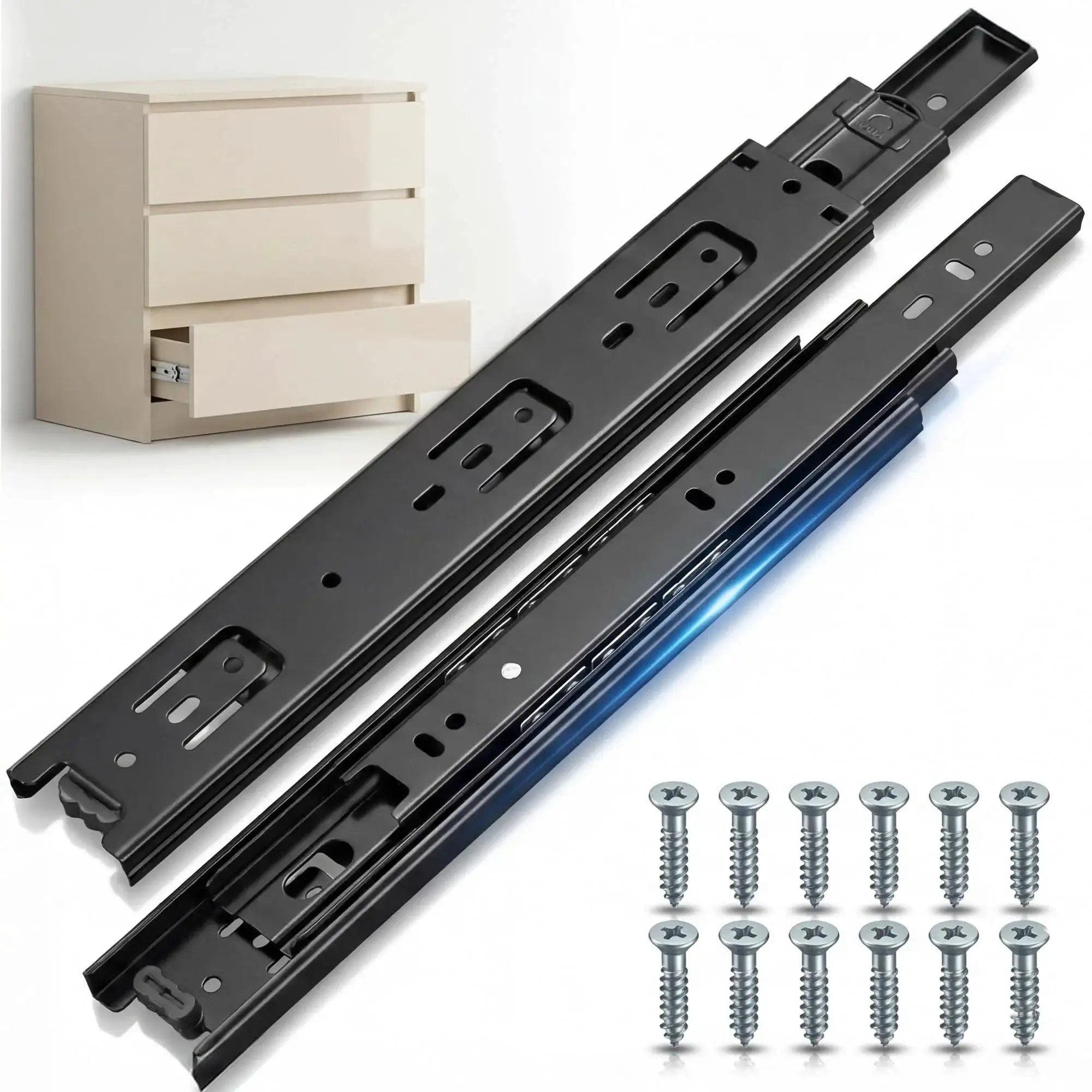 2 Pack 16 Inch Drawer Slides Side Mount Rails Heavy Du...