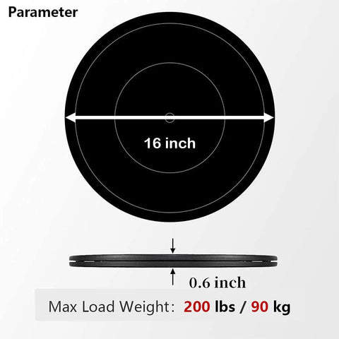 Diagram showing 16 Inch Lazy Susan Turntable Heavy Duty Rotating Swivel Stand with Steel Ball Bearings Flat Base, 200 lbs load capacity