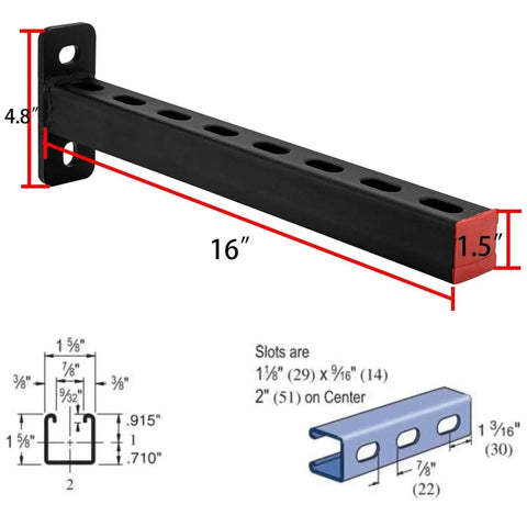 16 Inch Steel Shelf Bracket Set 4 Pack Heavy Duty Wall Shelves Support for DIY Projects with Durable Metal Slotted Channel