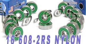 16 inline Skate Bearing Nylon Cage Sealed