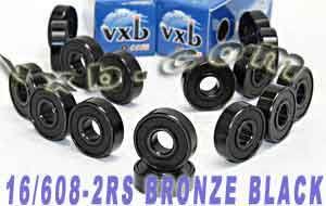 16 inline Skate Sealed Bearing Bronze Cage Black - VXB Ball Bearings