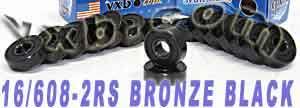 16 inline Skate Sealed Bearing Bronze Cage Black - VXB Ball Bearings