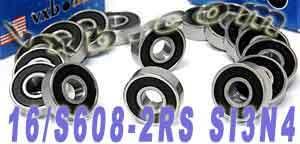 16 inline/Rollerblade Skate Bearing Si3N4 Ceramic Sealed Bearings - VXB Ball Bearings