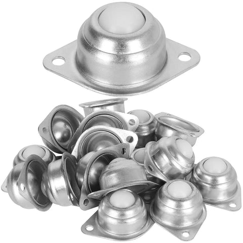 16 Pack 5/8 Inch Nylon Ball Transfer Bearing Units with 360 Degree Rotation, stainless steel and nylon balls, easy-mount