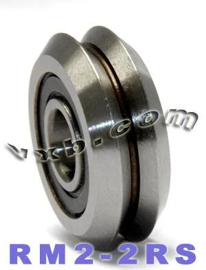 16-PIECES RM2-2RS 3/8'' Roller Ball Bearing V Groove Rubber Sealed Line Track Roller Bearing - VXB Ball Bearings