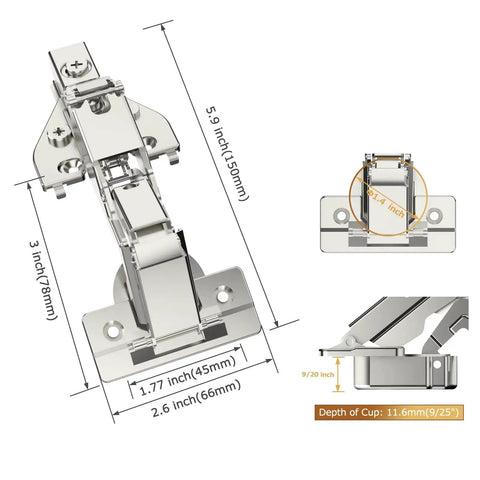 Two Pairs Of 165 Degree Concealed Lazy Susan Cabinet Hinges For Full Overlay Doors With Face Frame Plate And Screws Included