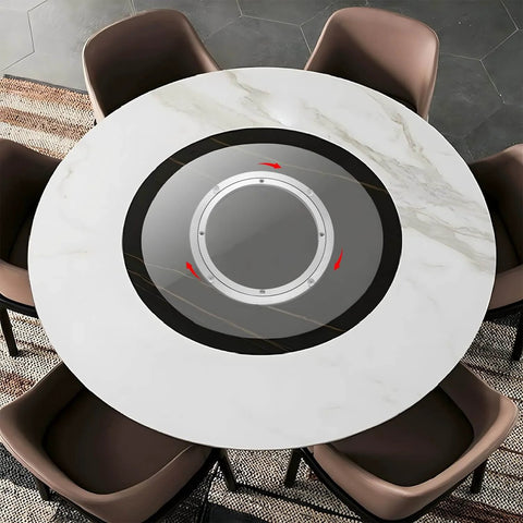 16 Inch Aluminum Heavy Duty Lazy Susan Turntable Bearing on dining table, metal swivel plate with smooth quiet motion for easy use