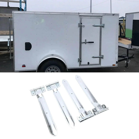 Four-piece 16 Inch Trailer Door Hinge Strap Set for cargo trailer with offset bent metal hinges for RV side door secure fit