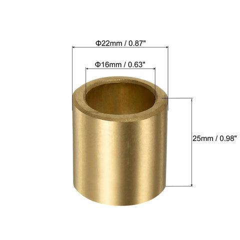 Two Pack Plain Sleeve Bearings 16mm Bore 22mm OD 25mm Length Self Lubricating Sintered Bronze Bushings For Linear Guides Reducing Friction
