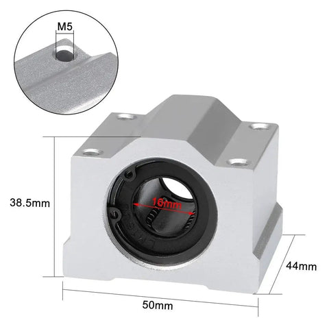 16mm Bore Linear Ball Bearing Slide Block Units SCS16UU Pack Of 4 For Precise Linear Motion shown with dimensions and aluminum housing