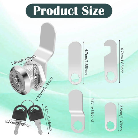 Product size chart for 16mm Mailbox Lock With 4 Keys And 4 Lock Plates Heavy Duty Cam Lever Locks for furniture