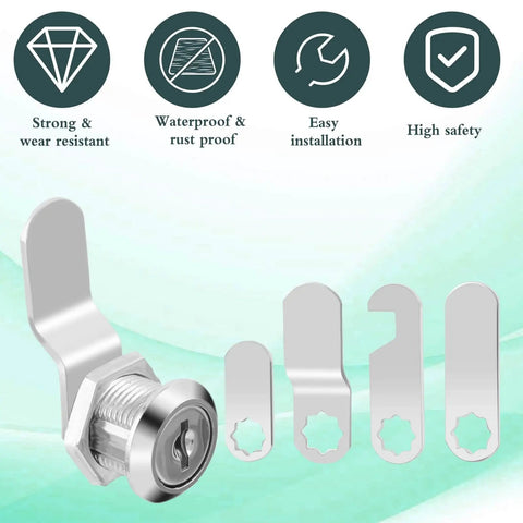 16mm Mailbox Lock With 4 Keys And 4 Lock Plates Heavy Duty Cam Lever Locks For Mailbox Cabinet Drawer Toolbox And Furniture Corrosion Resistant Zinc Alloy Security Upgrade