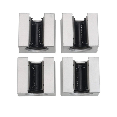 Set of 4 16mm SBR16UU Linear Bearing Pillow Blocks with aluminum housing for CNC routers, ideal for smooth glide and high precision