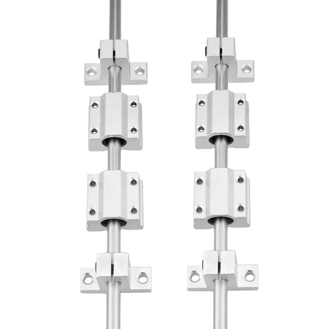 ✝️ 16pcs/pack t8 lead screw kit, 2x200mm linear motion rod shaft guide, 4pcs linear slide blocks shown in two columns