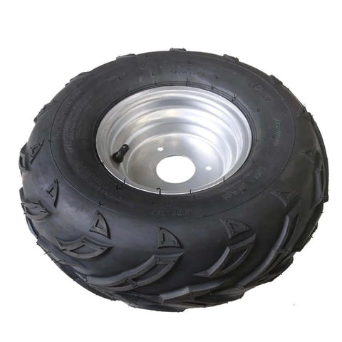 16x8-7 Go Kart Tires with Wheels, side view showing tire tread and metal wheel, 7inch for ATV UTV Quad Lawn Mower