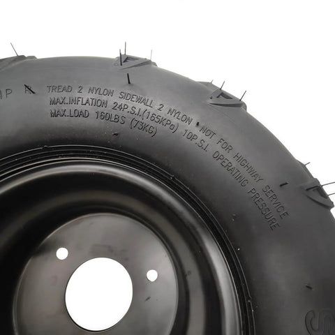 Close-up of 16×8-7 left Tires Wheels with Rim For 50-125cc ATV Go-Kart ATV, showing nylon sidewall details.