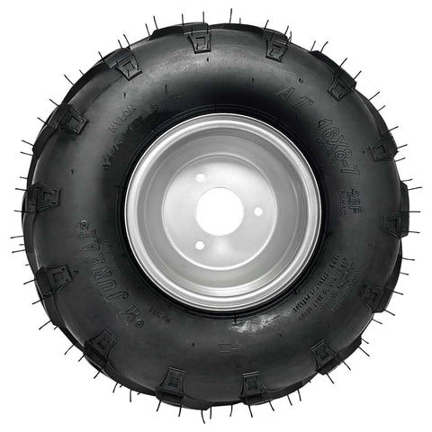 16x8-7 Go Kart Wheels, 16x8x7 16x8-7 Go Kart Tires with Wheels 7inch for ATV and UTV, tubeless metal wheel, front view