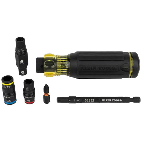 17-In-1 Impact Rated Hybrid Screwdriver And Nut Driver With Magnetic Shaft, Flip Socket, 11 Tips, 3 Nut Driver Sizes, Bit Holder And Square Adapter, Pro Grade KNECT Kit By Klein Tools