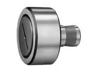 Side view of Caged cam follower CFSFU-6 metric series, shielded seal, high carbon steel roller 16 mm diameter x 11 mm wide, single unit.