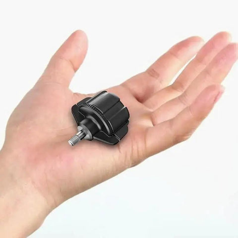 Hand holding Three Pack 17mm Ball Joint Socket To 1/4 Inch 20 Screw Mount Adapter for tripods and accessories.