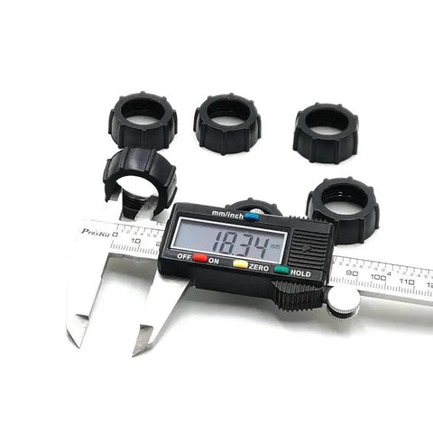 Digital caliper measuring Six Pack Replacement Tightening Nuts For 17mm Ball Joint Adapters For Car Mounts.