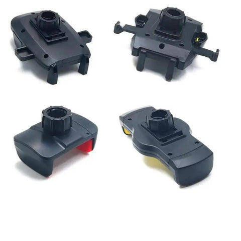 Four angled views of Six Pack Replacement Tightening Nuts For 17mm Ball Joint Adapters For Car Mounts in black.