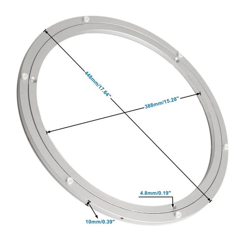 18 Inch Aluminum Heavy Duty Lazy Susan Turntable Bearing with dimensions, Round Swivel Plate Hardware for Dining Tables
