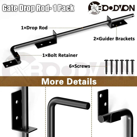 18 Inch Cane Bolt Gate Drop Rod Heavy Duty Gate Hardware For Wood Metal Vinyl Gates Doors Ground Latch And Stopper Black Finish