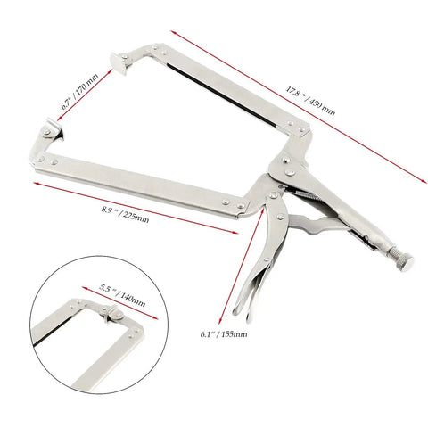 Heavy Duty 3 Piece 18 Inch C Clamp Locking Pliers Set With Large Face And Swivel Pads For Woodworking Carpentry Welding