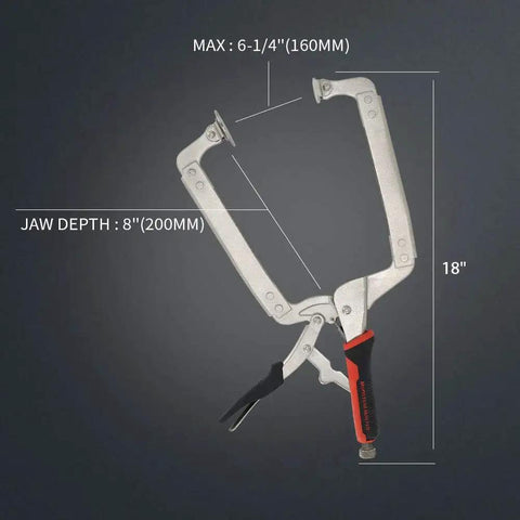 Heavy Duty 18 Inch C Clamp Locking Pliers With Swivel Pads For Welding And Woodworking 2 Piece Set Designed For Pocket Hole Joinery