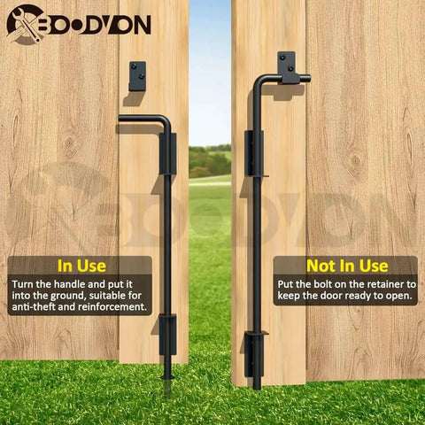 18 Inch Cane Bolt Gate Drop Rod Heavy Duty Gate Hardware For Wood Metal Vinyl Gates Doors Ground Latch And Stopper Black Finish