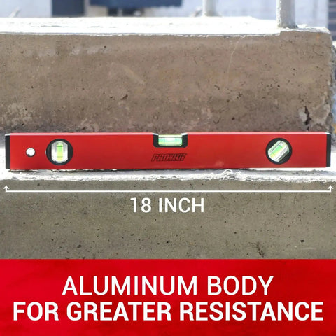 18 Inch Magnetic Level With 180 Degree 90 Degree And 45 Degree Bubbles Aluminum Body Shock Resistant Level Tool