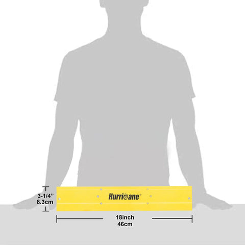 18 Inch Sheet Metal Folding Tool for HVAC Bending and Forming Metal with Dual Folding Depths, shown on a table with dimensions.