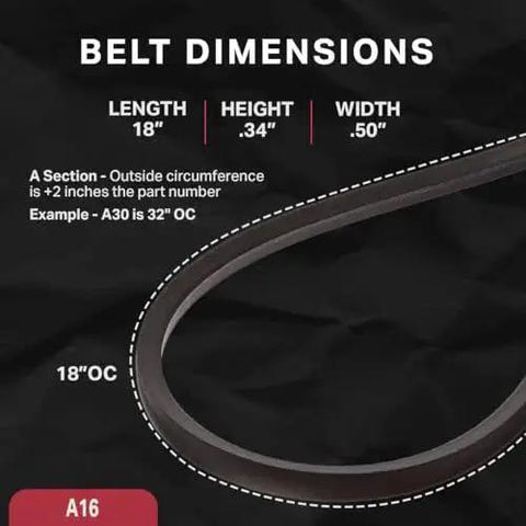 Diagram showing X3 Fabric Wrapped V Belt For Lawn Mower And Small Engine Equipment Bestorq Beefy Heavy Duty Wrapped Rubber V Belt dimensions